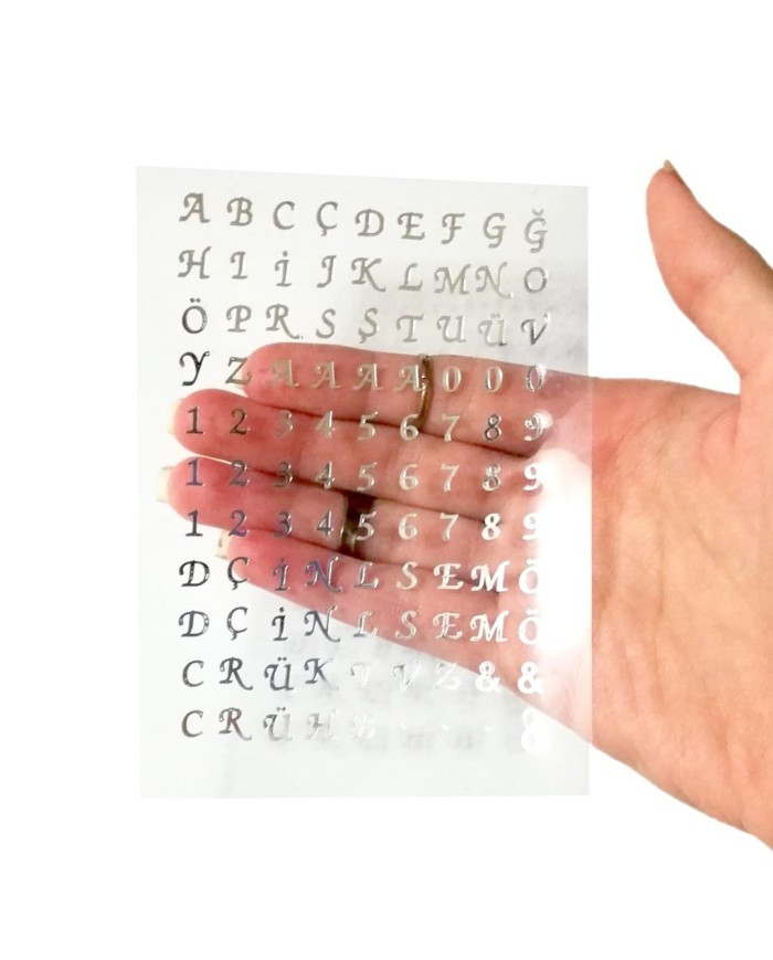 Epoksi Asetat Harf - Gümüş - 5 Adet