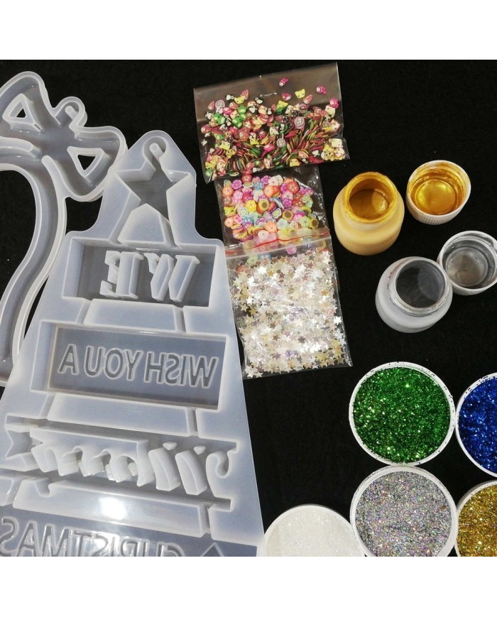 Yılbaşı Merry Chrıstmas Reçine Epoksi Seti - Boya Seçmeli - A134