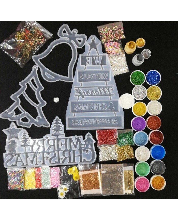 Yılbaşı Merry Chrıstmas Reçine Epoksi Seti - Boya Seçmeli - A134
