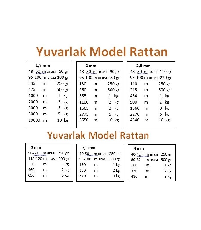 Rattan Doğal Bambu Çubuk 500 Gr Brüt - 3,5 mm Örgü Rattan İp