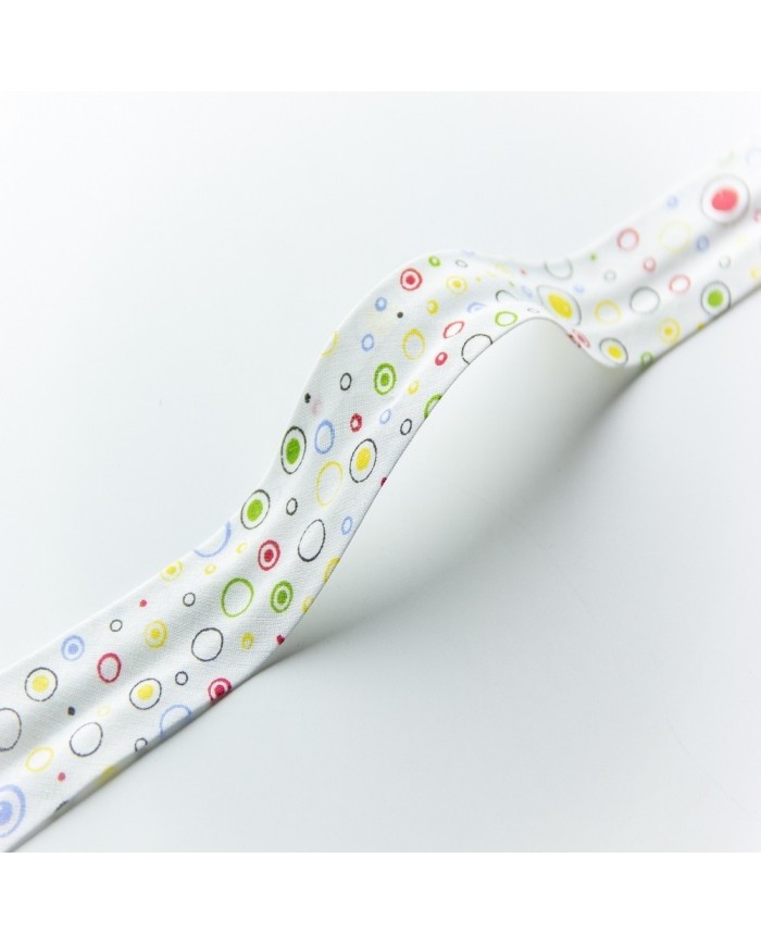 250 Metre Desenli Biye - Daireler Renkli Koton Biye 3 Cm