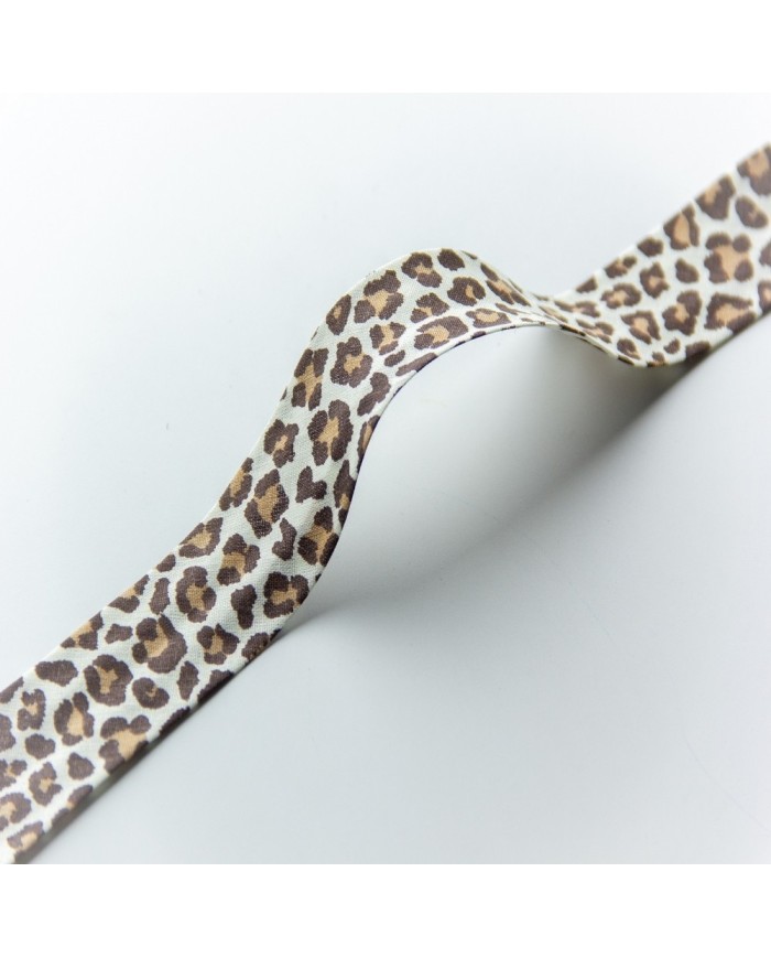 250 Metre Desenli Biye - 3 Cm Leopar Tarçın Koton Biye