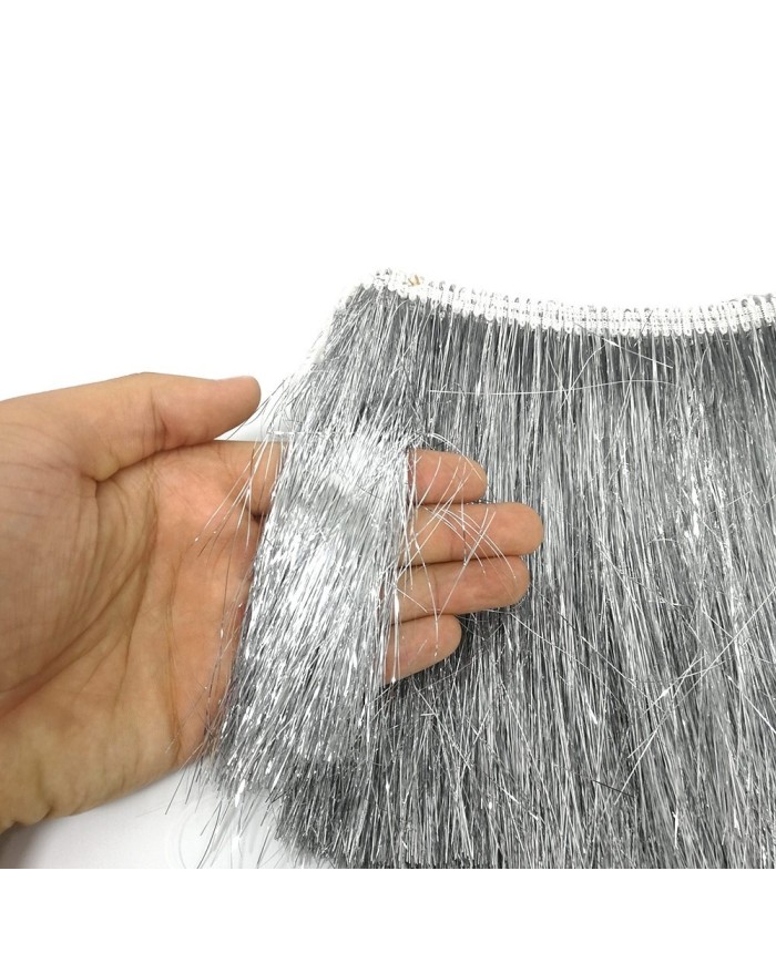 Gümüş Simli İp Saçak - 10 Metre