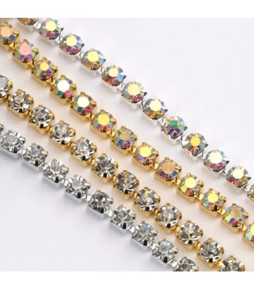 SS20 (4.7mm) Boy - 10 Metre - Sıralı Swarovski Taşlar - Seyrek Şerit Taş