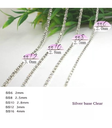 SS20 (4.7mm) Boy - 10 Metre - Sıralı Swarovski Taşlar - Seyrek Şerit Taş