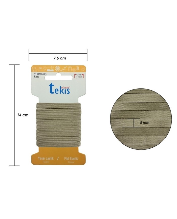 20mm Bej Dokuma Lastik - 10 Metre