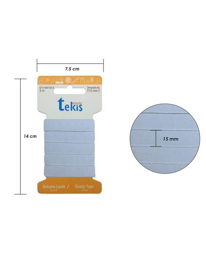 25mm Beyaz Dokuma Lastik - 10 Metre
