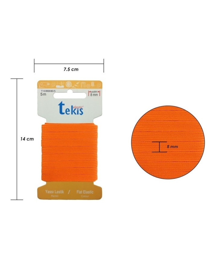 40mm Neon Turuncu Dokuma Lastik - 3 Metre