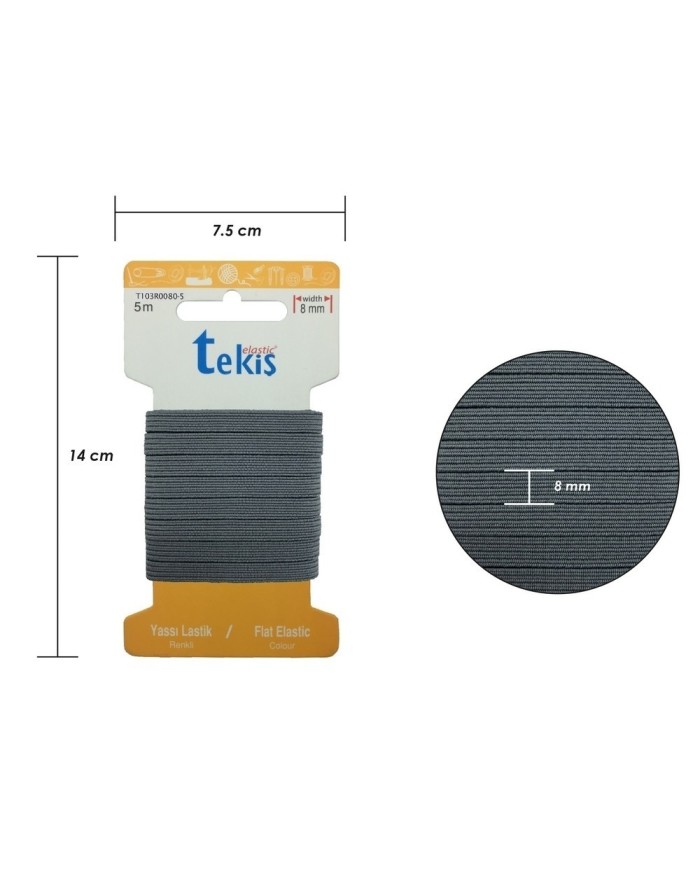 40mm Gri Dokuma Lastik - 10 Metre