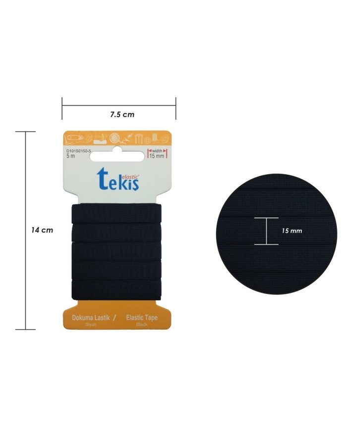 40mm Siyah Dokuma Lastik - 10 Metre