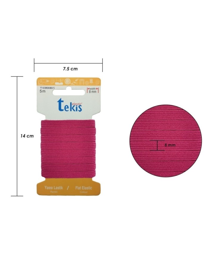 50mm Fuşya Dokuma Lastik - 3 Metre