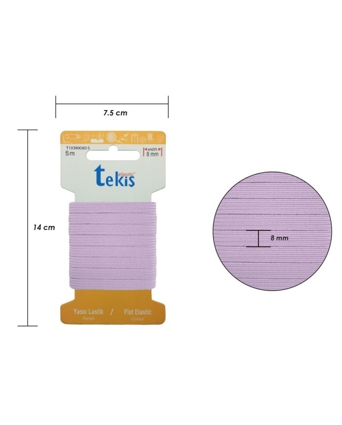50mm Pudra-Lila Dokuma Lastik - 3 Metre
