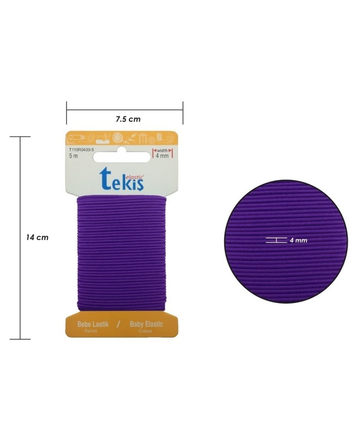 4mm Mor Bebe Lastik - 10 Metre