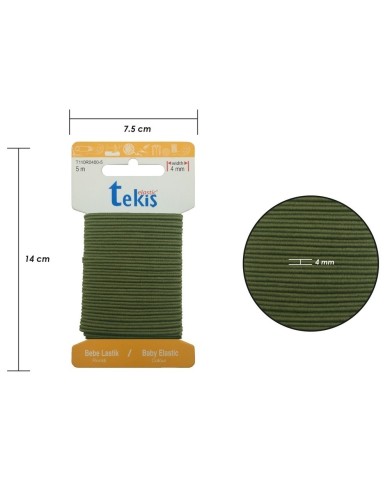 4mm Haki Bebe Lastik - 10 Metre