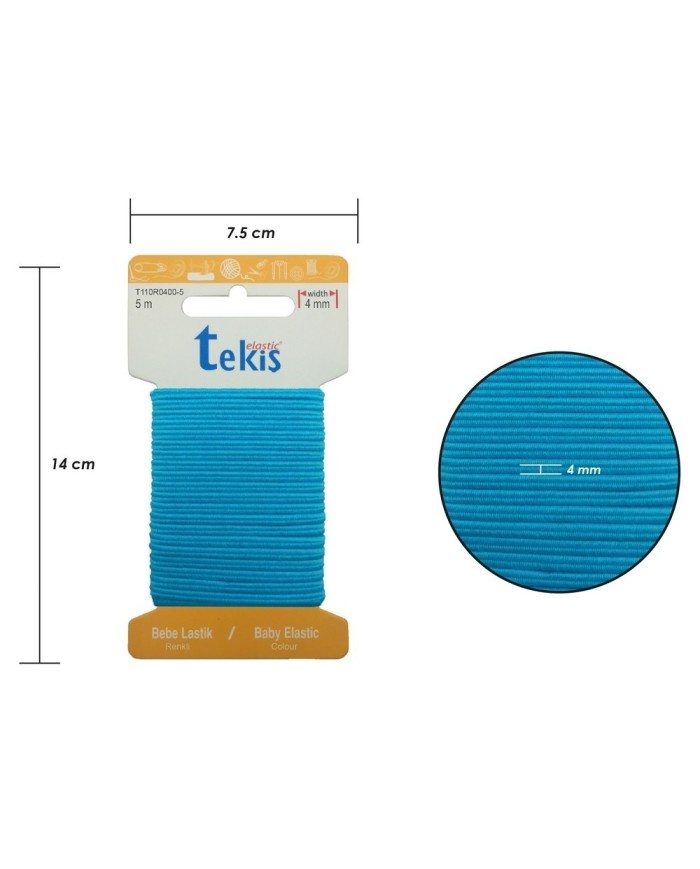 4mm Turkuaz Bebe Lastik - 20 Metre