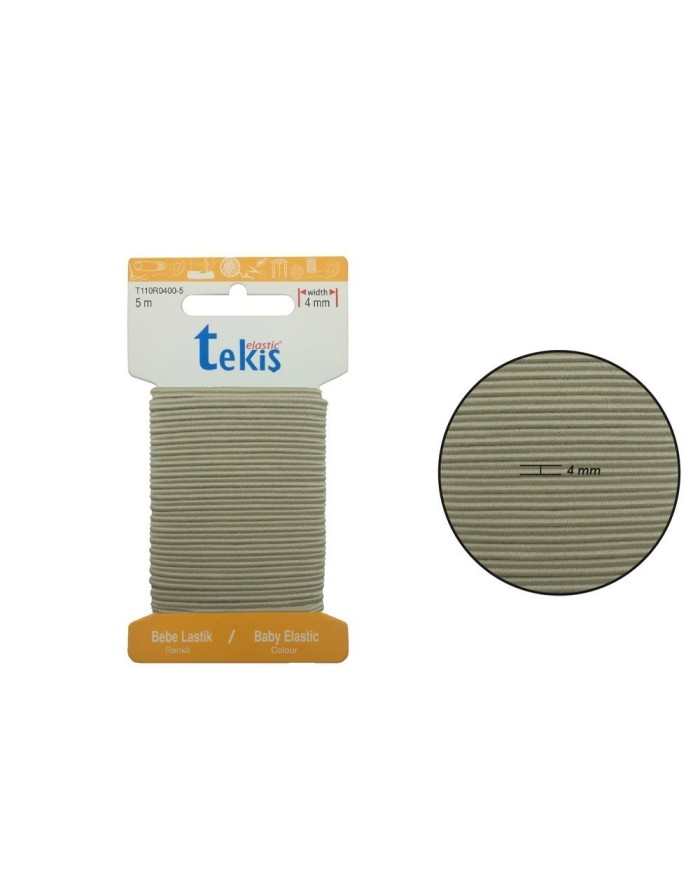 4mm Bej Bebe Lastik - 50 Metre