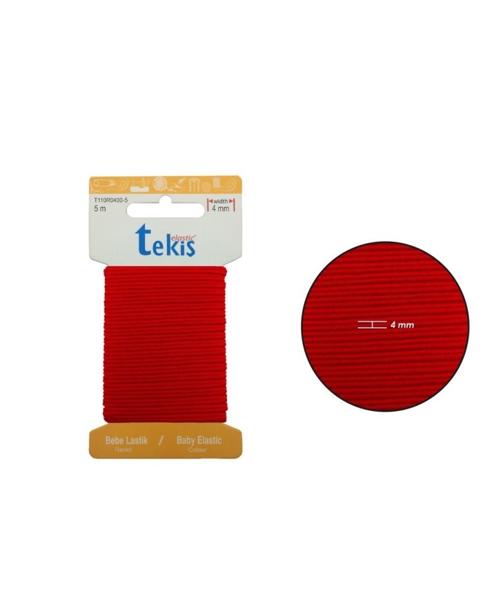 4mm Kırmızı Bebe Lastik - 50 Metre