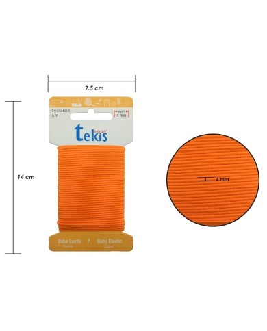 4mm Neon Turuncu Bebe Lastik - 50 Metre