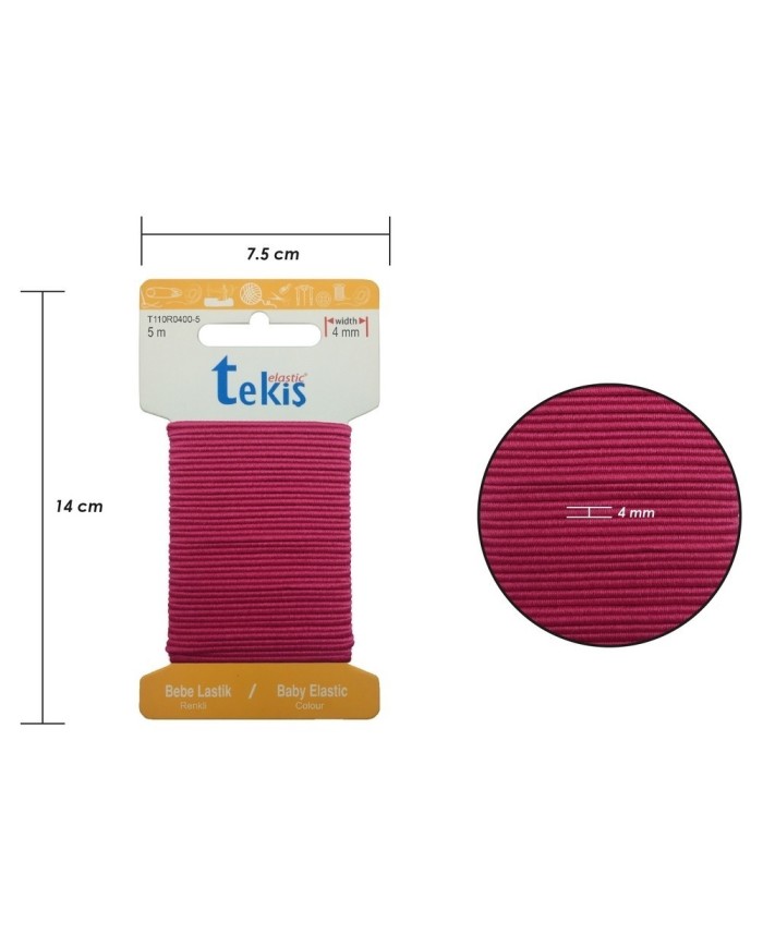 4mm Fuşya Bebe Lastik - 100 Metre