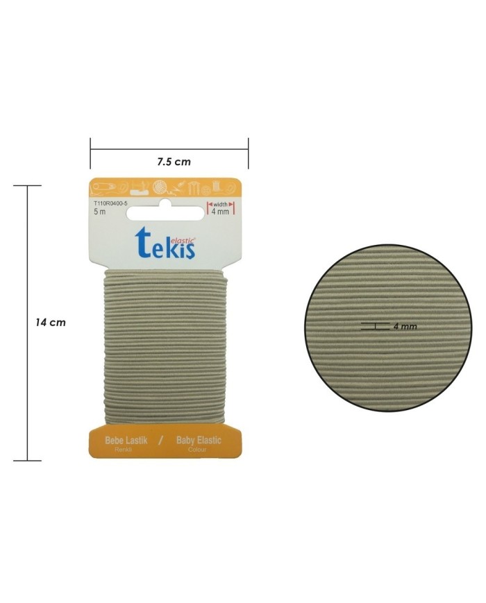4mm Bej Bebe Lastik - 100 Metre