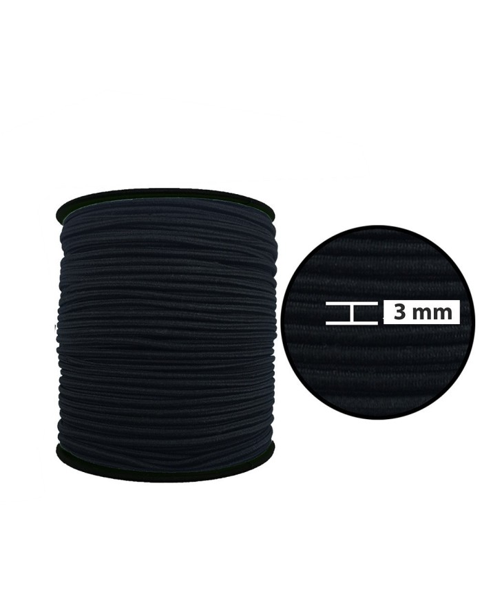 3 mm Yuvarlak Lastik-5 Metre Siyah Yuvarlak Lastik
