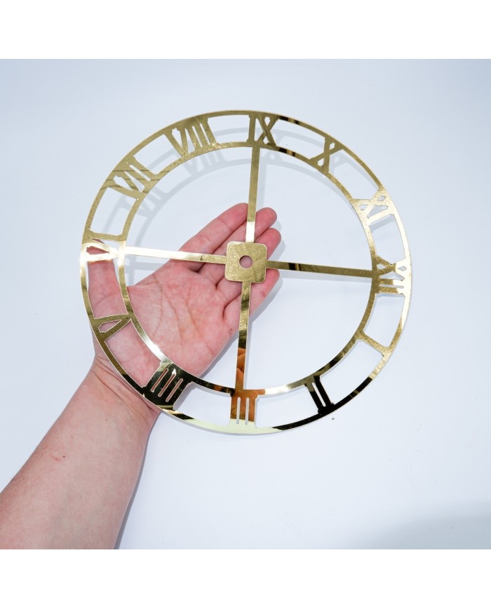 25 Cm Çift Çember Roma Rakam Ahşap üzeri varak kaplama Saat