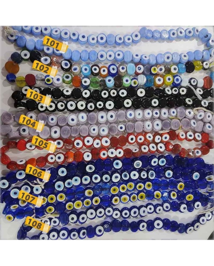 İpe Dizili Cam Nazar Boncuk - Pudra - 1 Dizi