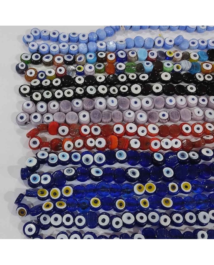 İpe Dizili Cam Nazar Boncuk - Pudra - 1 Dizi