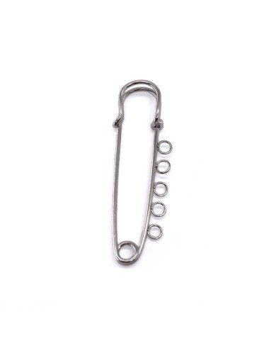 1 Adet - İskoç İğnesi - 5 Halkalı - 5 cm - Gümüş