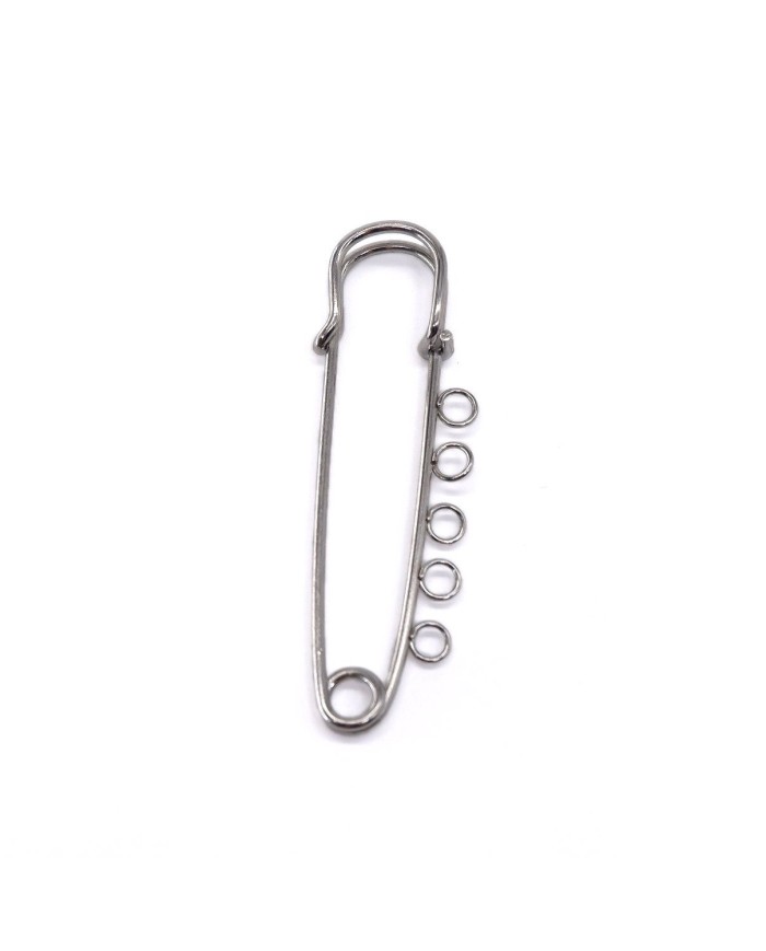1 Adet - İskoç İğnesi - 5 Halkalı - 5 cm - Gümüş