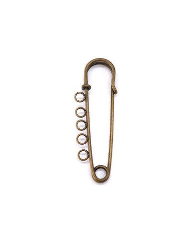 1 Adet - İskoç İğnesi - 5 Halkalı - 5 cm - Antik Gold