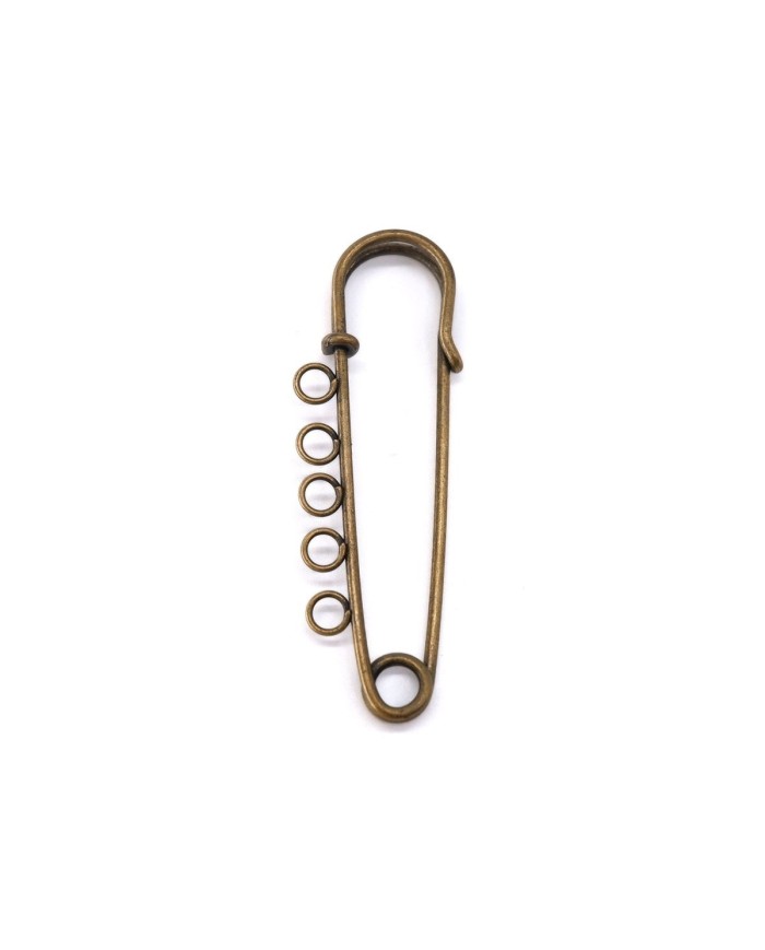 1 Adet - İskoç İğnesi - 5 Halkalı - 5 cm - Antik Gold