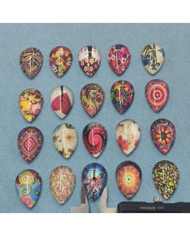 Damla Büyüteç Desenli 10 Adet Cam Taş - Mix