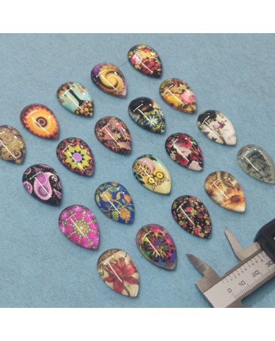 Damla Büyüteç Desenli 10 Adet Cam Taş - Mix