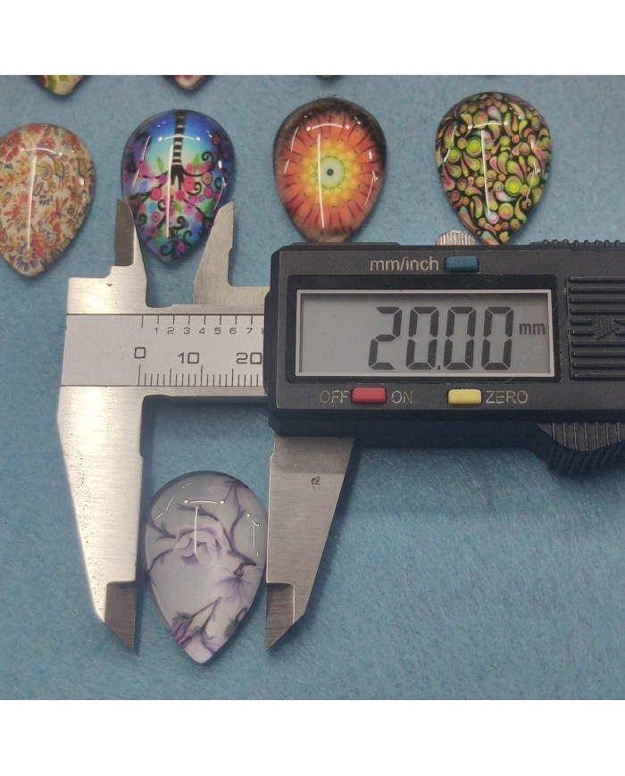 Damla Büyüteç Desenli 10 Adet Cam Taş - Mix