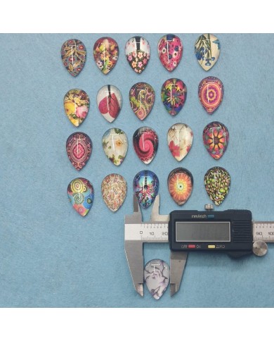 Damla Büyüteç Desenli 10 Adet Cam Taş - Mix