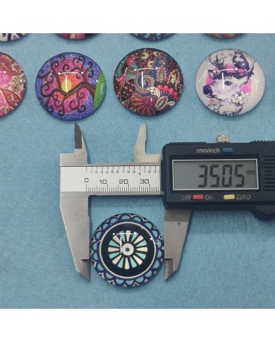 Daire Büyüteç Desenli 10 Adet Cam Taş - Mix