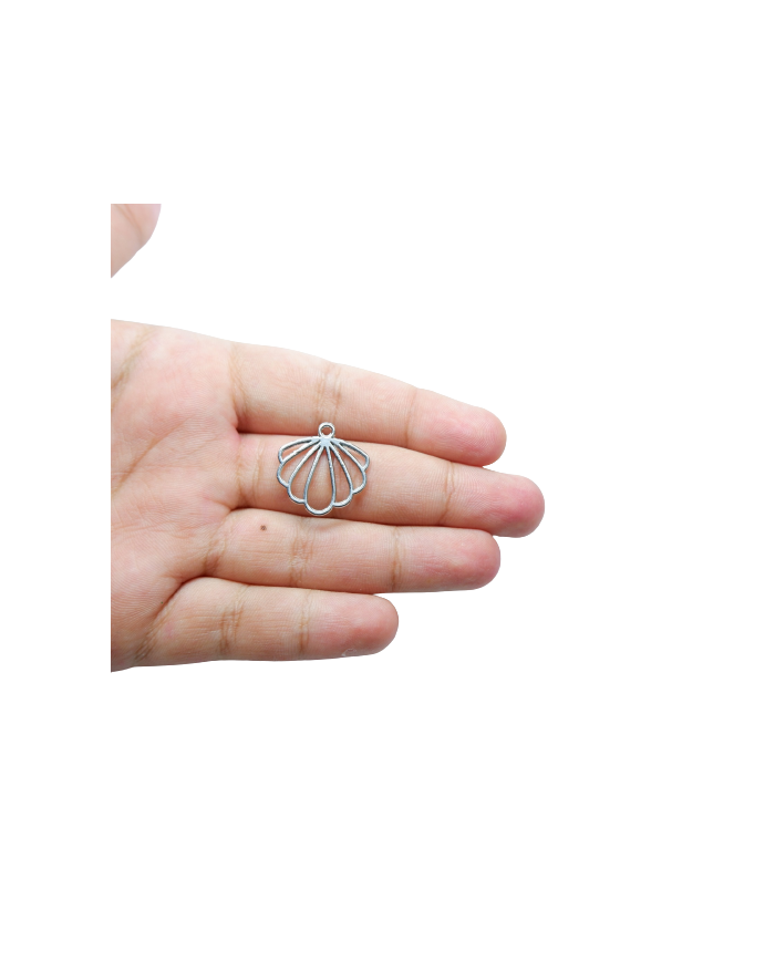 Deniz Kabuğu Model Metal kolye Ucu - gümüş