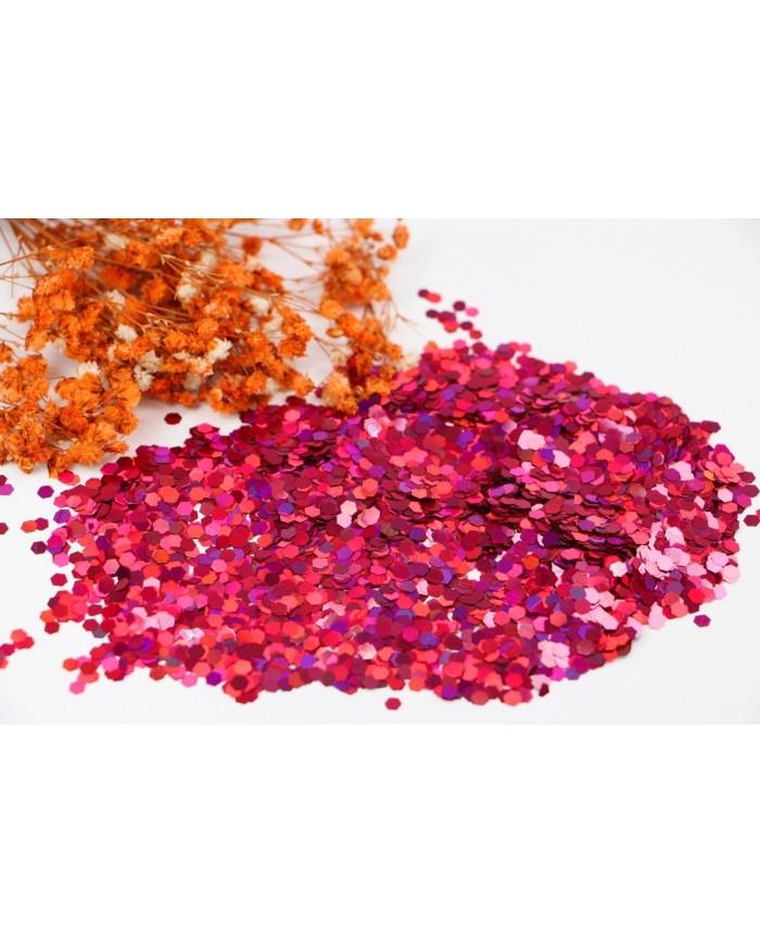 Altıgen epoksi ve kozmetik pulu Glitter 10Gr - Kırmızı