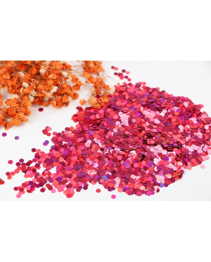 Altıgen epoksi ve kozmetik pulu Glitter 10Gr - Kırmızı