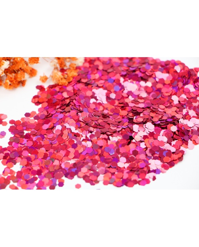 Altıgen epoksi ve kozmetik pulu Glitter 10Gr - Kırmızı