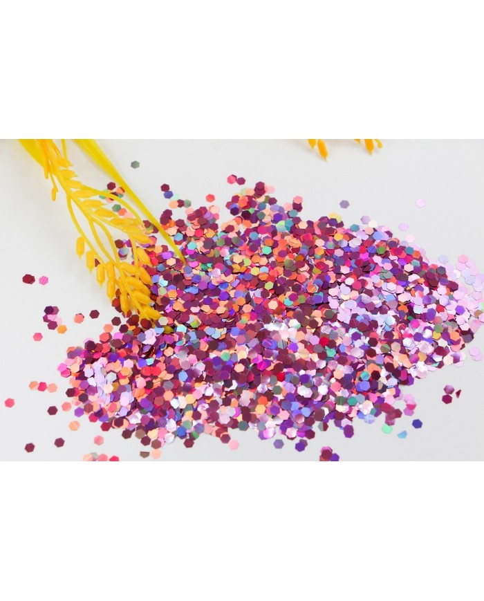 Altıgen epoksi ve kozmetik pulu Glitter 10Gr - Pembe