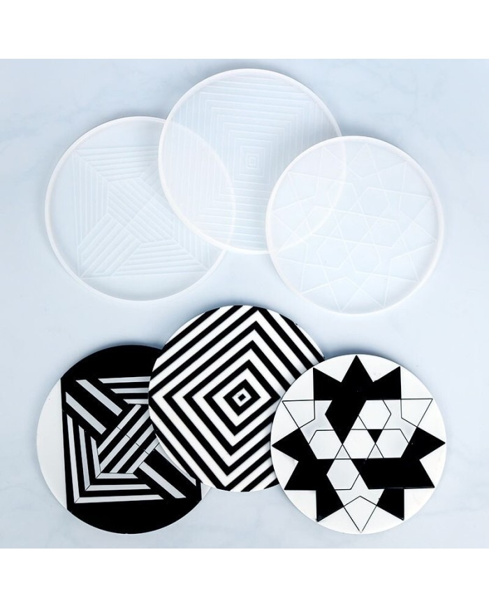 DESENLİ BARDAK ALTI SİLİKON EPOKSİ KALIP -117 x 117-Kod:393