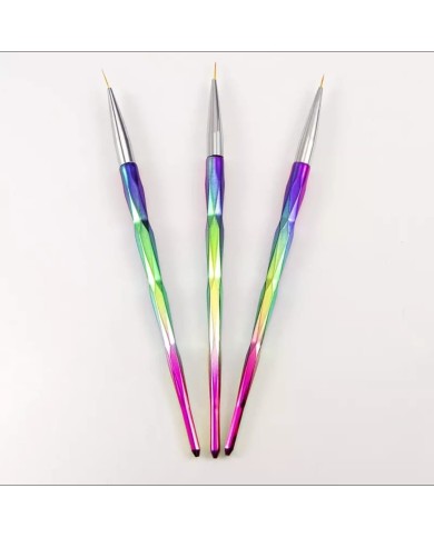 Epoksi Tırnak Boya Fırçası Gök Kuşağı Desen Üçlü set
