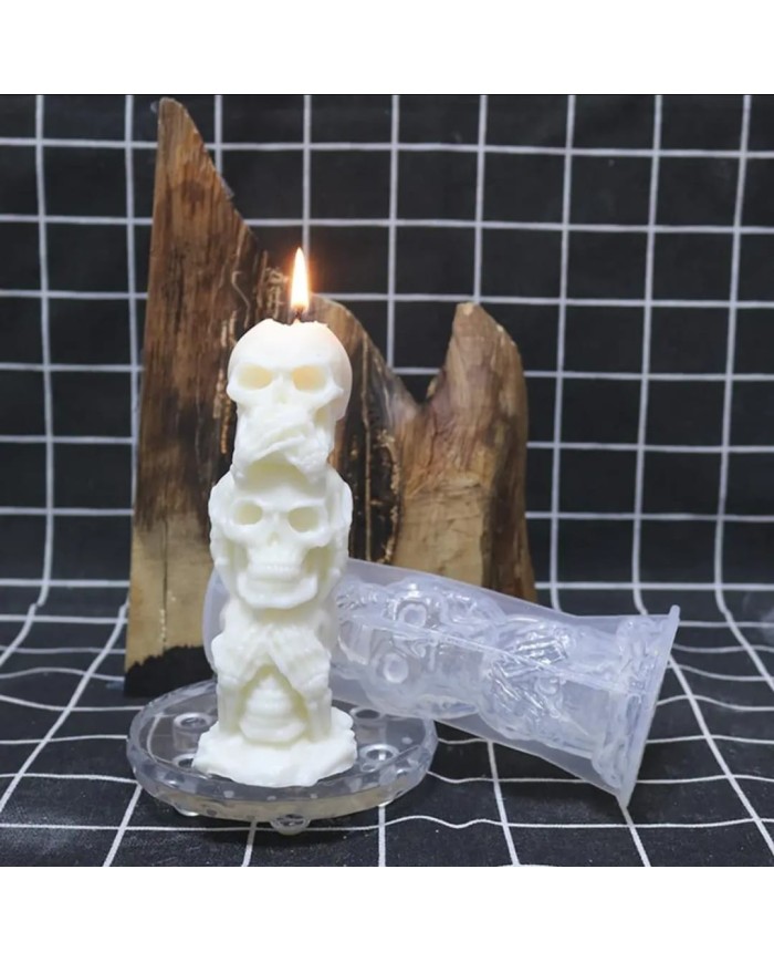 Görmedim/Duymadım/Bilmiyorum Kuru Kafa Mum- Hobi Silikon Kalıbı - Kod: