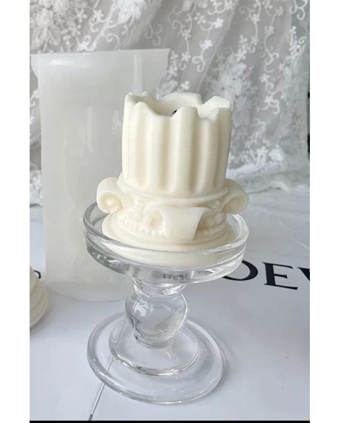 Çiçekli Sütun Mum- Hobi Silikon Kalıbı - Kod:1083