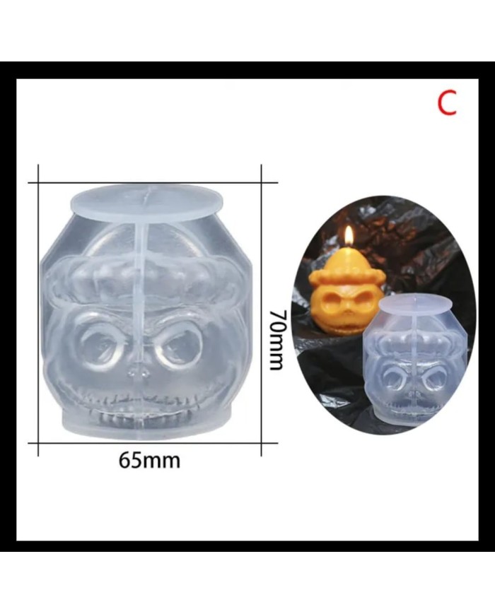 Halloween Kabağı Mum- Hobi Silikon Kalıbı - Kod: