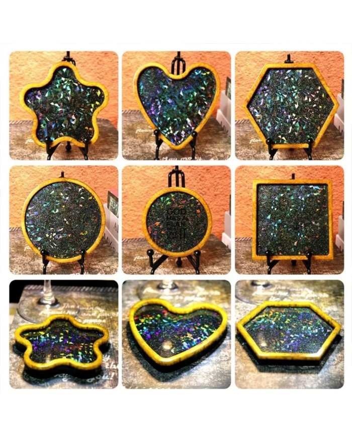 Hologramlı Yonca Bardak Altı ve Dekoratif - Hobi Silikon Kalıbı -Kod: