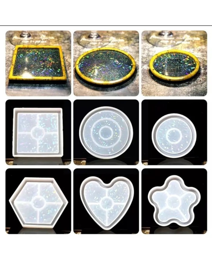 Hologramlı Yonca Bardak Altı ve Dekoratif - Hobi Silikon Kalıbı -Kod: