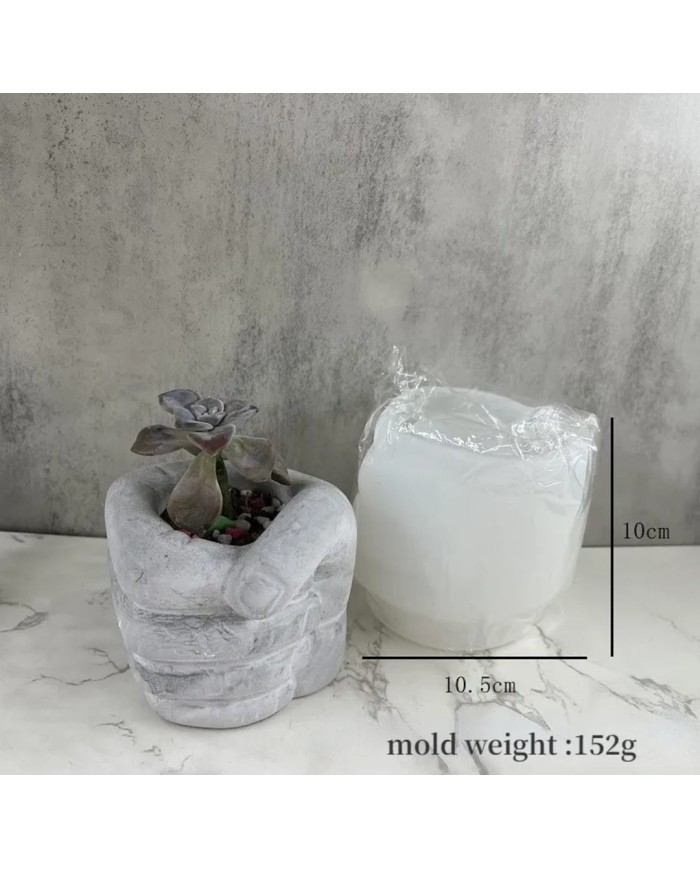 Yumruk Beton Saksı Kalıbı - Hobi Silikon Kalıbı -Kod:1063